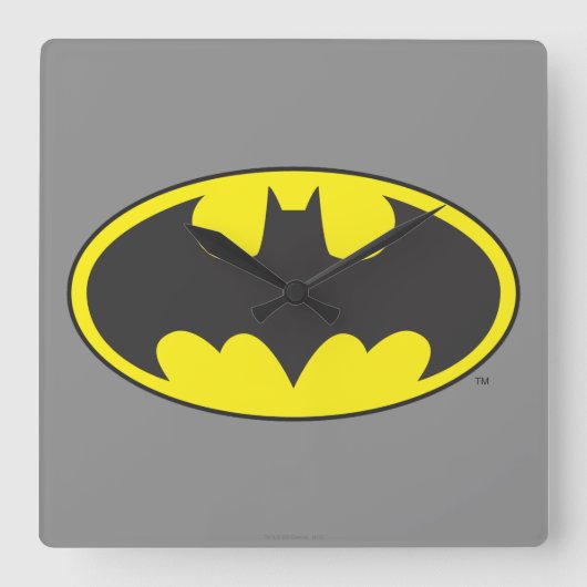 Batman Symbol | Becken-Oval-Logo Quadratische Wanduhr (Vorderseite)
