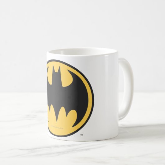 Batman Symbol | Dunkelgelbes Circle-Logo Kaffeetasse (VorderseiteRechts)