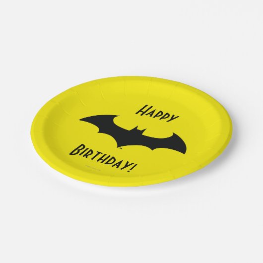 Batman Symbol | Einfache Bat-Silhouette Pappteller (Schrägansicht)