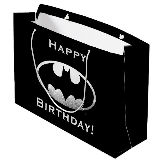 Batman Symbol | Grainy-Logo Große Geschenktüte (Rückseite Schrägansicht)