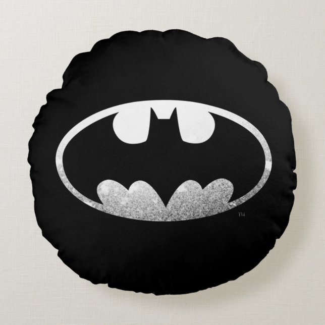 Batman Symbol | Grainy Logo Rundes Kissen (Vorderseite)