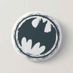 Batman Symbol Graues Grunge-Logo Button