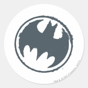 Batman Symbol   Graues Grunge-Logo Runder Aufkleber