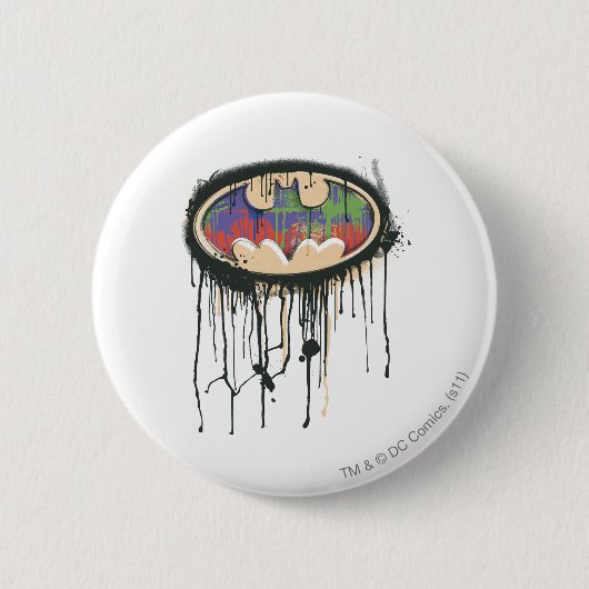 Batman Symbol | Green Lila Red Logo Button (Vorderseite)