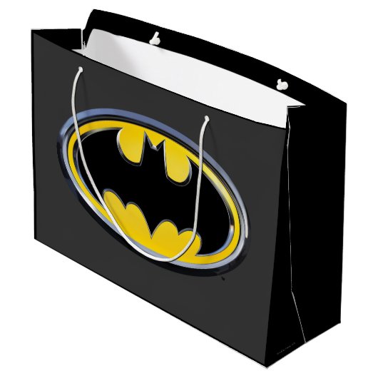 Batman Symbol | Klassisches Logo Große Geschenktüte (Rückseite Schrägansicht)