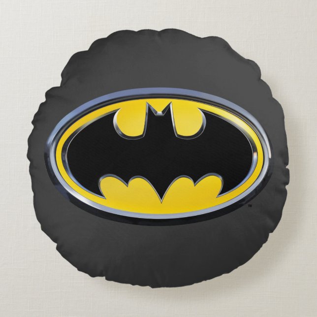 Batman Symbol | Klassisches Logo Rundes Kissen (Vorderseite)