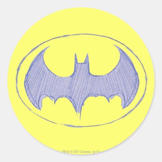 Batman Symbol | Lila Sketchbuch Runder Aufkleber (Vorderseite)
