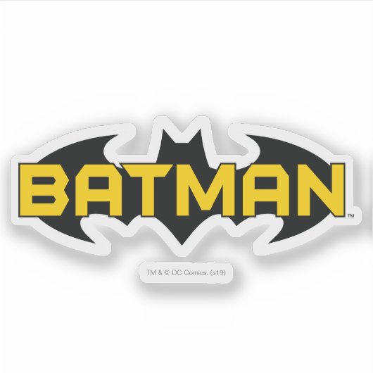 Batman Symbol | Name Gelb/Schwarz Aufkleber (Vorderseite)