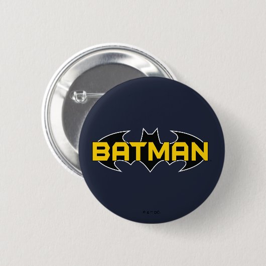 Batman Symbol | Name Gelb/Schwarz Button (Vorne & Hinten)