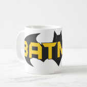 Batman Symbol | Name Gelb/Schwarz Kaffeetasse (Vorderseite Links)