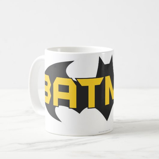 Batman Symbol | Name Gelb/Schwarz Kaffeetasse (Vorderseite Links)