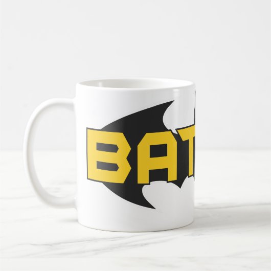 Batman Symbol | Name Gelb/Schwarz Kaffeetasse (Links)