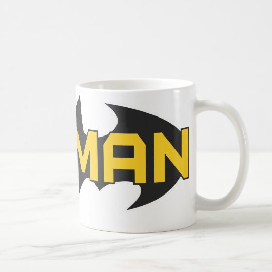 Batman Symbol | Name Gelb/Schwarz Kaffeetasse (Rechts)