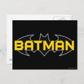 Batman Symbol | Name Gelb/Schwarz Postkarte (Vorne/Hinten)