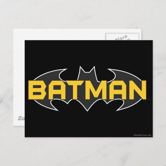 Batman Symbol | Name Gelb/Schwarz Postkarte (Vorne/Hinten)