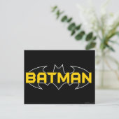 Batman Symbol | Name Gelb/Schwarz Postkarte (Stehend Vorderseite)