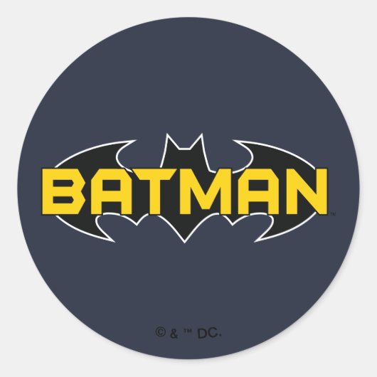 Batman Symbol | Name Gelb/Schwarz Runder Aufkleber (Vorderseite)
