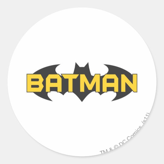 Batman Symbol | Name Gelb/Schwarz Runder Aufkleber (Vorderseite)