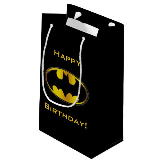 Batman Symbol | Oval Gradient Logo Kleine Geschenktüte (Rückseite Schrägansicht)