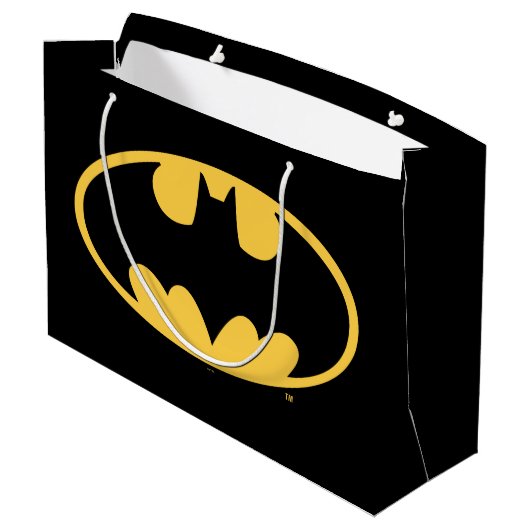 Batman Symbol | Oval Logo Große Geschenktüte (Rückseite Schrägansicht)