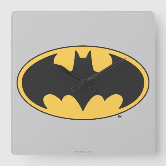Batman Symbol | Oval Logo Quadratische Wanduhr (Vorderseite)