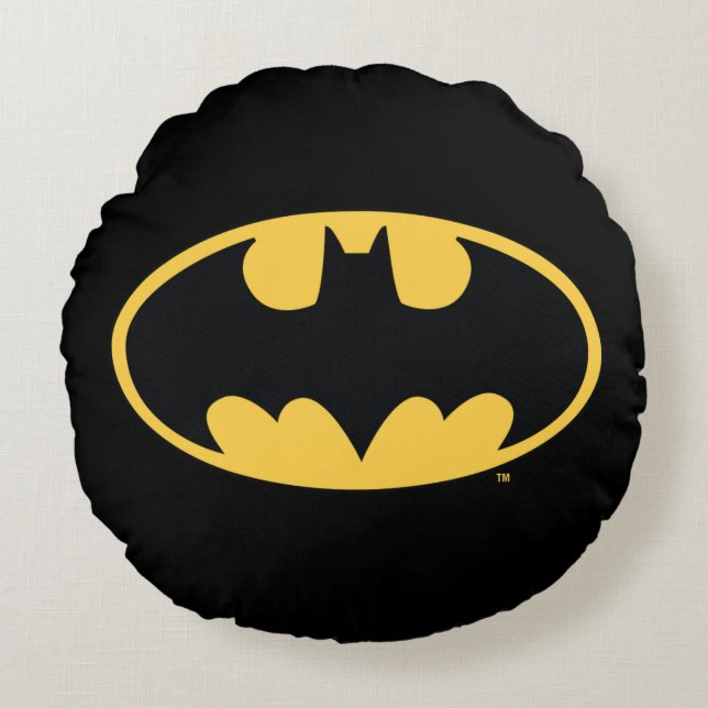 Batman Symbol | Oval Logo Rundes Kissen (Vorderseite)