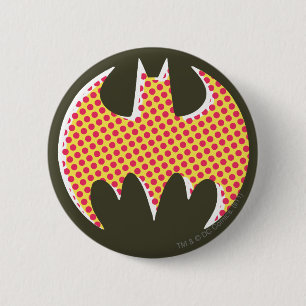 Batman Symbol   Red Halftone Logo Button