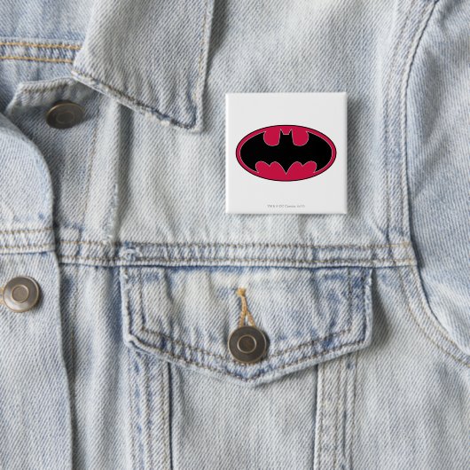 Batman Symbol | Rotes Schwarzes Logo Button (Beispiel)