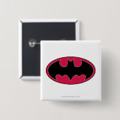 Batman Symbol | Rotes Schwarzes Logo Button (Vorne & Hinten)