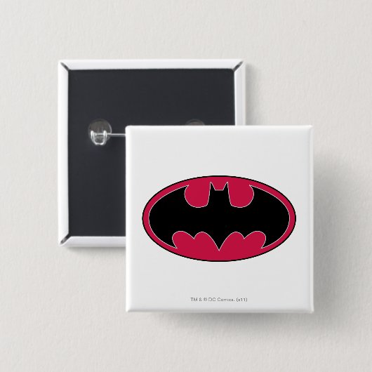 Batman Symbol | Rotes Schwarzes Logo Button (Vorne & Hinten)