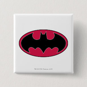 Batman Symbol   Rotes Schwarzes Logo Button