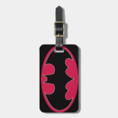 Batman Symbol | Rotes Schwarzes Logo Gepäckanhänger (Vorderseite vertikal)