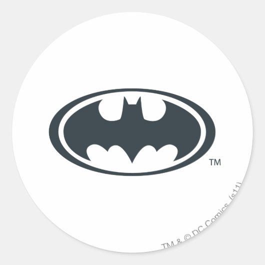 Batman Symbol | Schwarz-Weiß-Logo Runder Aufkleber (Vorderseite)