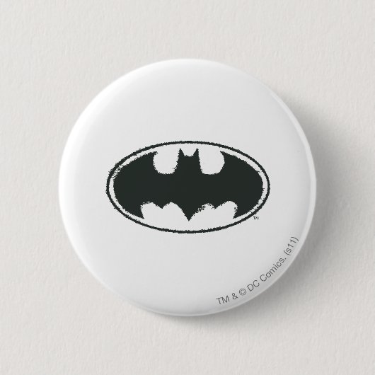 Batman Symbol | Schwarz-weißes Spray-Logo Button (Vorderseite)