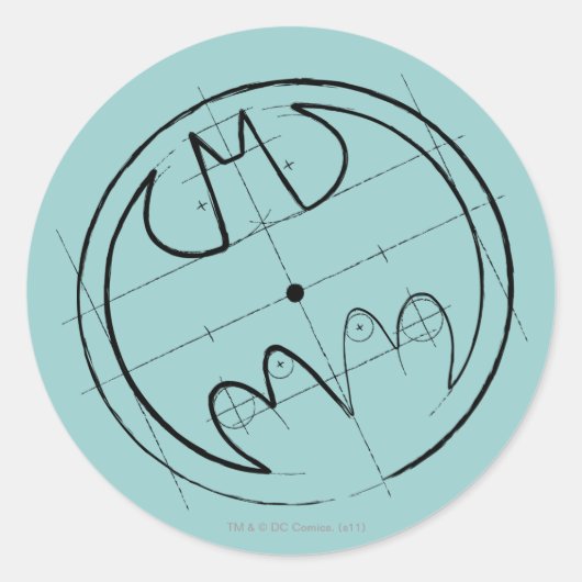 Batman Symbol | Technisches Sketch-Logo Runder Aufkleber (Vorderseite)