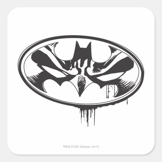 Batman-Tropfen-Logo Quadratischer Aufkleber (Vorderseite)