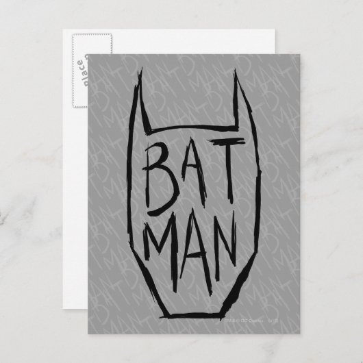 Batman Type in Head Postkarte (Vorne/Hinten)
