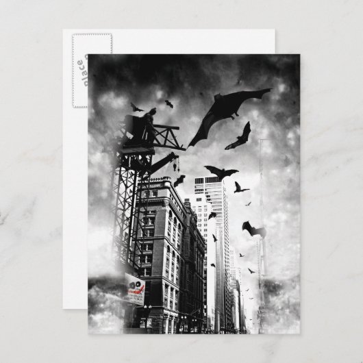 Batman | Überfliegende Fledermäuse Postkarte (Vorne/Hinten)