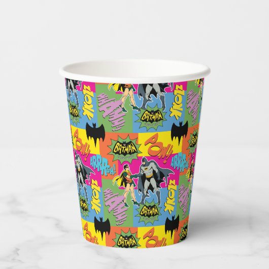Batman und Robin | Action Handshake Muster Pappbecher (Rückseite)