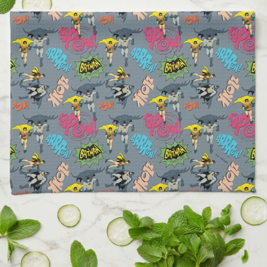 Batman und Robin Action Pattern Geschirrtuch (Gefaltet)