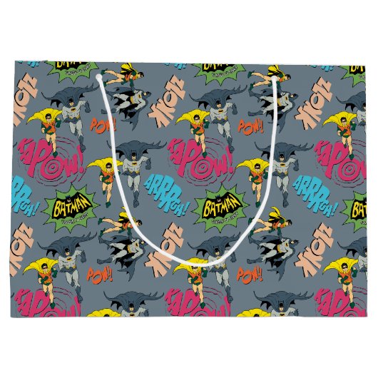 Batman und Robin Action Pattern Große Geschenktüte (Rückseite)