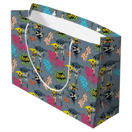 Batman und Robin Action Pattern Große Geschenktüte (Rückseite Schrägansicht)