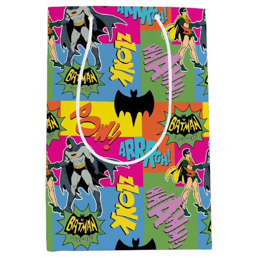 Batman und Robin Action Pattern Mittlere Geschenktüte (Vorderseite)