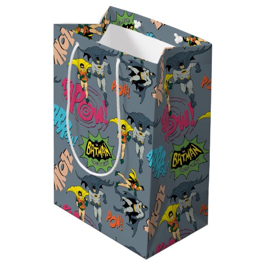 Batman und Robin Action Pattern Mittlere Geschenktüte (Rückseite Schrägansicht)