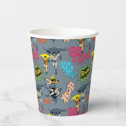 Batman und Robin Action Pattern Pappbecher (Rückseite)