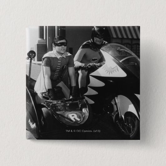 Batman und Robin auf Batcycle Button (Vorderseite)