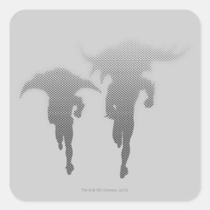 Batman und Robin Halftone Gradient Quadratischer Aufkleber