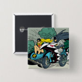 Batman und Robin im Batcycle Button (Vorne & Hinten)