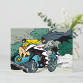 Batman und Robin im Batcycle Einladung (Stehend Vorderseite)
