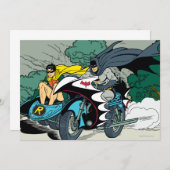 Batman und Robin im Batcycle Einladung (Vorne/Hinten)